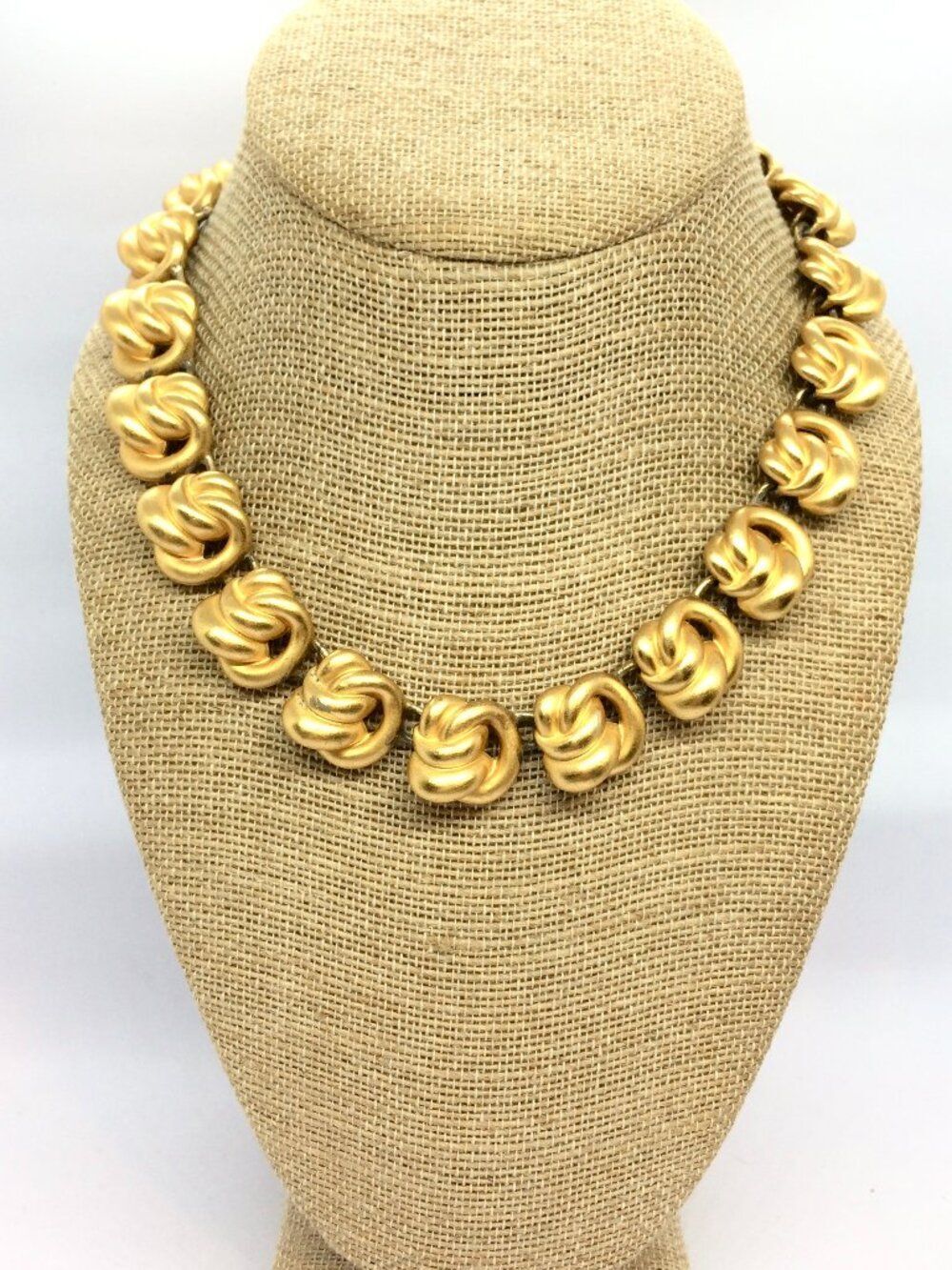VINTAGE ANNE KLEIN Necklace Gold Tone Knot Link Collar Statement Choker